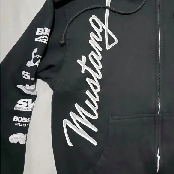 Mustang Black Zip Up Sweater Size Small - Picture 10 of 13